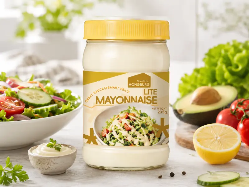 Mayonnaise nhẹ trong chai thủy tinh